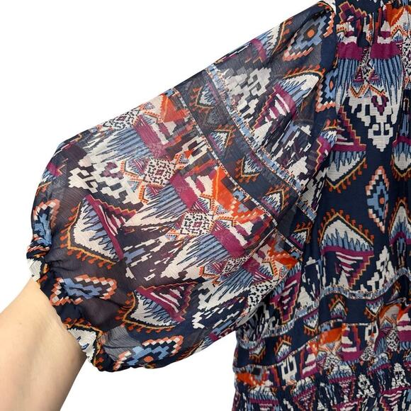 Old Navy Maxi Dress XL Aztec Southwestern Blue Boho - Picture 7 of 14